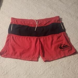 Quiksilver Australian Bongo Pink Navy Vintage 80s 90s Swim Shorts Size 34